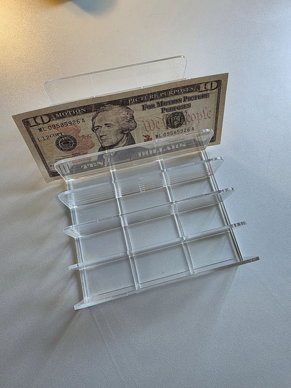 Clear Acrylic Cash Tray - 7 Slots